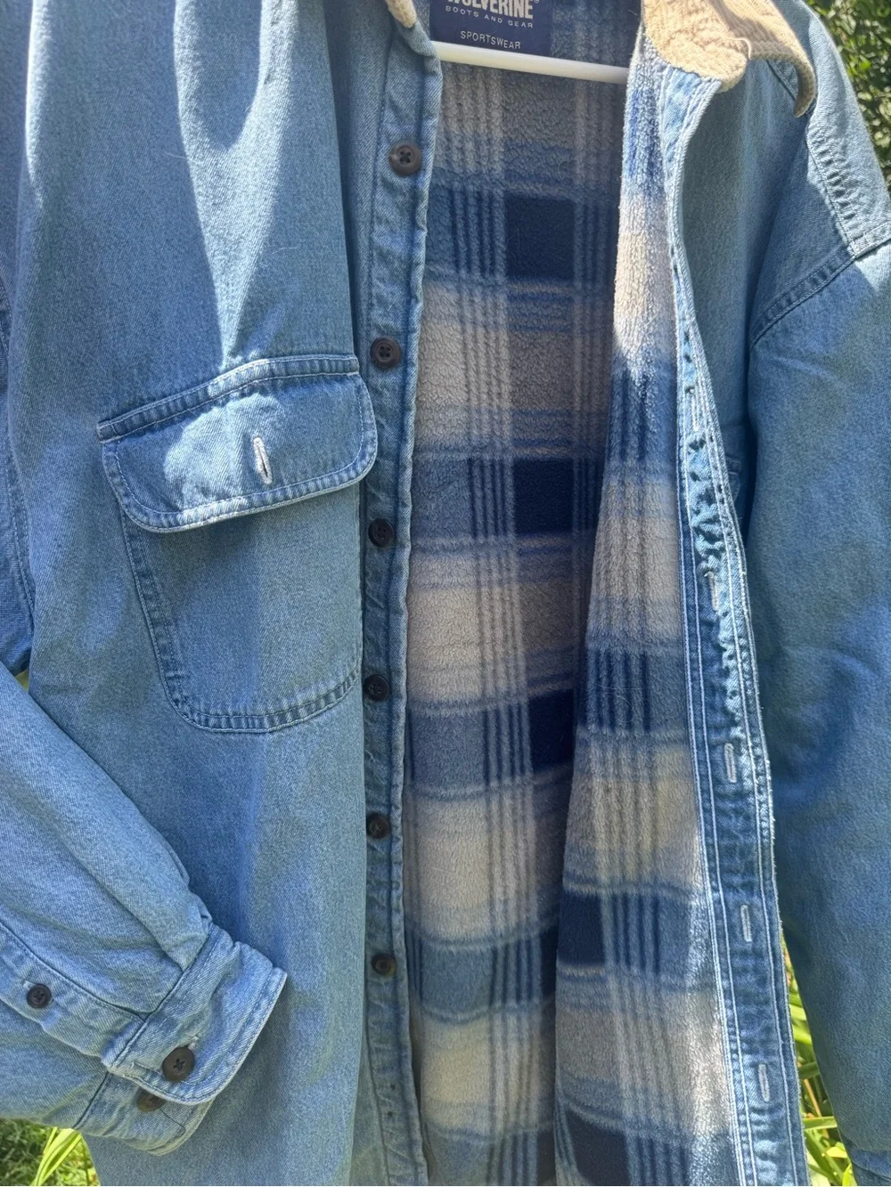 Wolverine Light Blue Denim Jacket with Tan Corduroy Collar